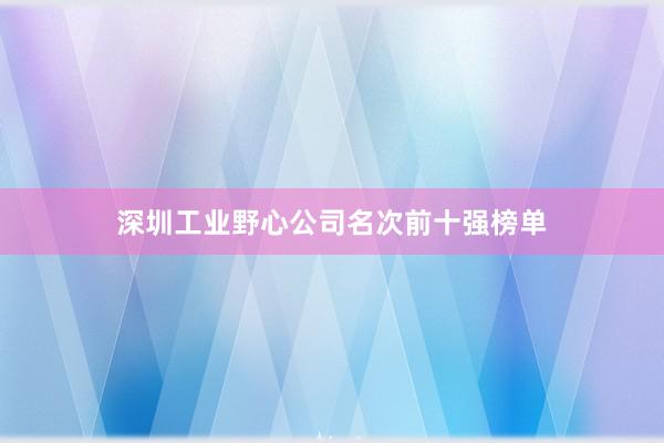 深圳工业野心公司名次前十强榜单