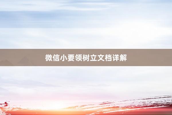微信小要领树立文档详解